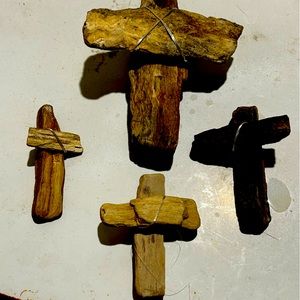 Petrified wood prayer crosses